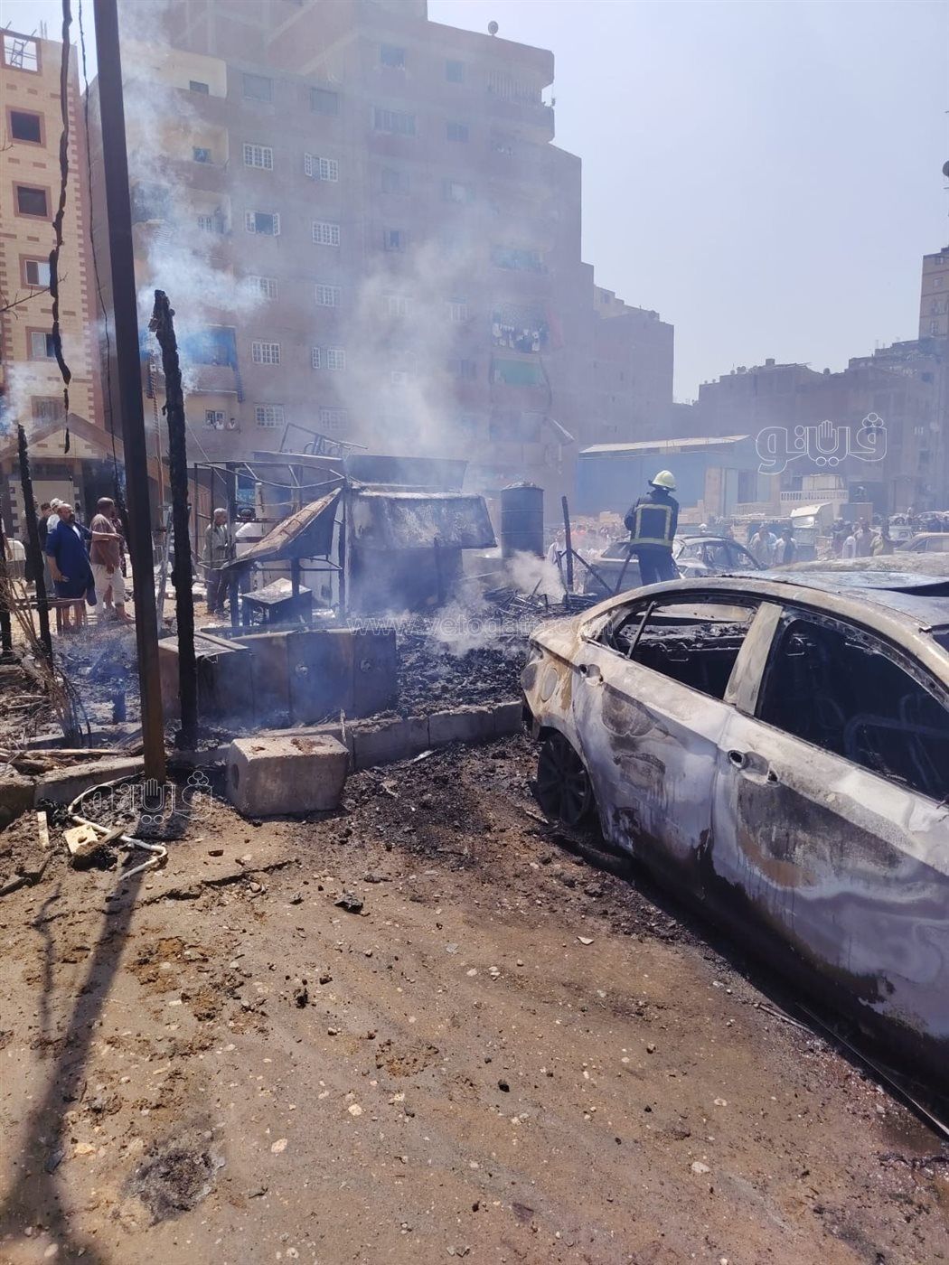 صور من الجراج اثناء الحريق 