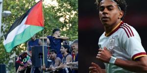 لامين يامال يرفع علم فلسطين خلال احتفالات برشلونة بلقب الدوري الإسباني