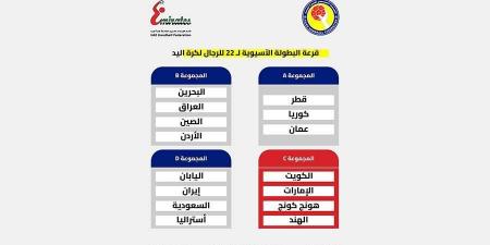 القرعة تضع منتخب اليد في المجموعة الثالثة بالبطولة الآسيوية