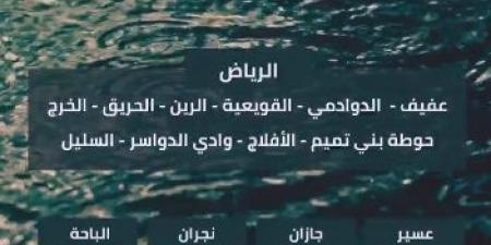 الدفاع المدني: استمرار الأمطار الرعدية على معظم مناطق المملكة حتى الأحد المقبل