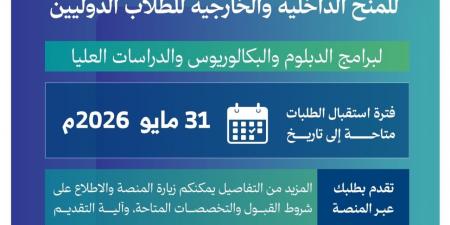 جامعة جازان تفتح باب التقديم للمنح الدراسية للطلاب الدوليين عبر منصة “ادرس في السعودية” حتى 31 مايو 2026