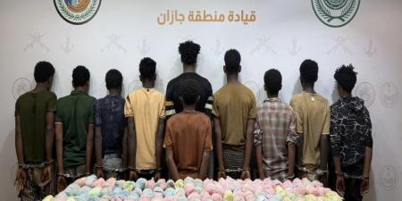 حرس الحدود في جازان يطيح بـ10 مخالفين لتهريب 380 كجم من القات المخدر