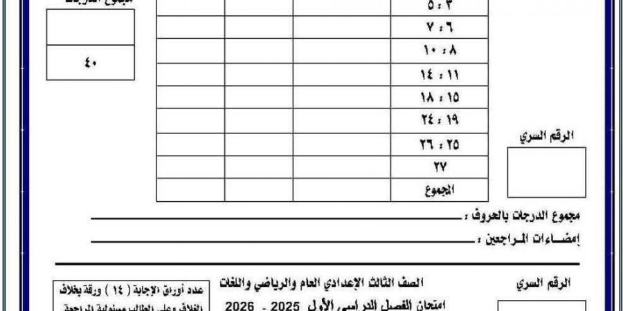 ننشر
      نموذج
      امتحان
      اللغة
      العربية
      للصف
      الثالث
      الإعدادي
      2026
      الرسمي
      الترم
      الأول