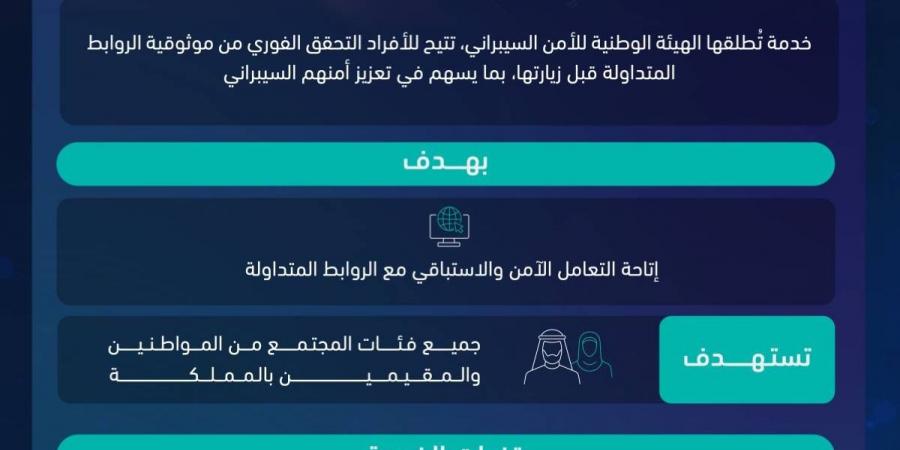 الهيئة الوطنية للأمن السيبراني تطلق خدمة (تحقق)