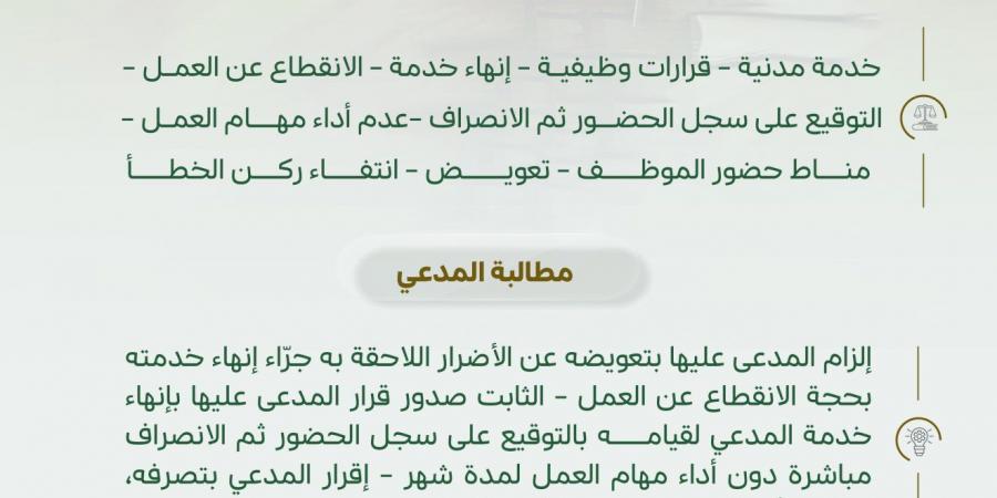 حكم قضائي: إنهاء خدمة موظف في جهة حكومية لعدم أدائه مهامه رغم تسجيل الحضور