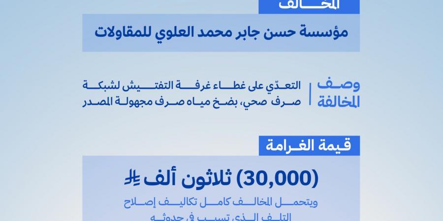 «السعودية للمياه» تغرّم منشأتين 130 ألف ريال لمخالفات بنظام المياه في جدة وينبع