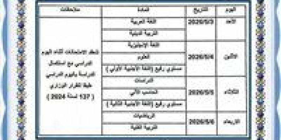 جدول
      اختبار
      شهر
      أبريل
      لجميع
      صفوف
      النقل
      بالقاهرة
      2026
      إبتدائي
      وإعدادي