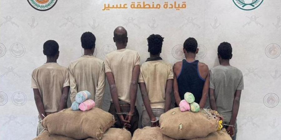 حرس الحدود يطيح بـ6 مخالفين من الجنسية الإثيوبية لتهريبهم 120 كجم من القات المخدر