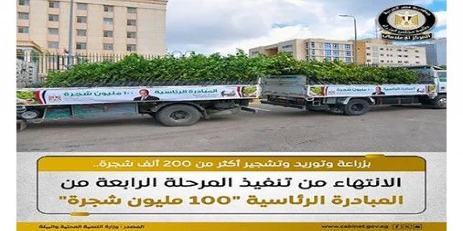 «إعلامي الوزراء»: زراعة أكثر من 200 ألف شجرة ضمن المرحلة الرابعة لمبادرة «100 مليون شجرة»
